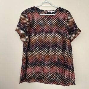 DR2 Brown and Black Boxy Short Sleeve Blouse